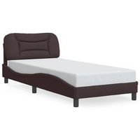 estructura de cama con led sin colchon hvar tela marron oscuro 90x200cm vidaxl