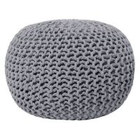 puf otomana gris oscuro tejido de algodon relleno de eps reposapies pequeno redondo 50 x 35 cm conrad