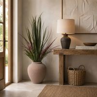 planta verde con maceta de magnesia 70x70x125 cm
