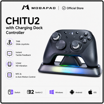 Controlador Bluetooth MOBAPAD CHITU 2 Pro 2 HD con base de carga, joysticks TMR para Nintendo Switch 1/2, PC, Android, iOS, Gamepad