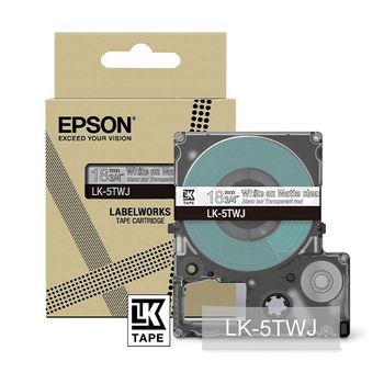 Epson LK-5TWJ cinta mate blanca sobre transparente 18 mm (original)