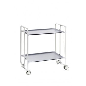 Carrito Auxiliar Con Ruedas Bauhaus Armazón Blanco 2 Bandejas Gris