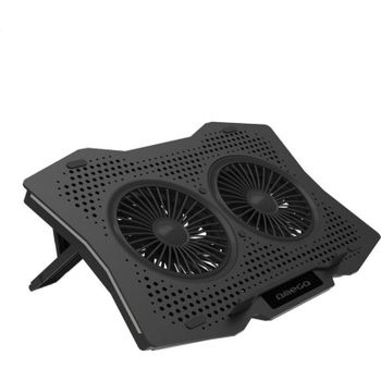Base de refrigeración portátil Omega OMNCP2FB con 2 ventiladores USB RGB