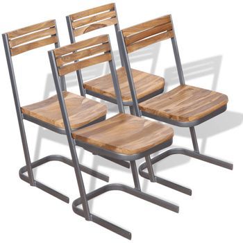 Vidaxl Sillas De Comedor 4 Unidades Madera Maciza De Teca