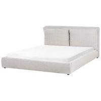 cama moderna de tela 180 x 200 cm cabecero tapizado y acolchado gris claro bajonna
