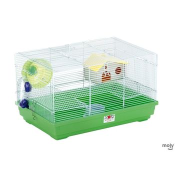 Jaula Hamster 2 Pisos con Casita y Ruleta de Juego MOLY