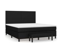 cama box spring con colchon tela negro 160x200 cm diseno plano