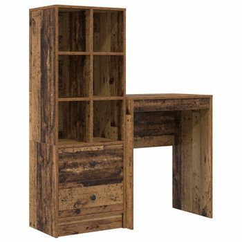 Escritorio Con Cajón Con Estante 2 Pcs Madera Vieja Vidaxl