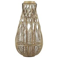 linterna de madera de bambu color claro y cristal 77 cm interior exterior escandinavo tonga