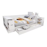 cama infantil 140x190 cm madera cajones de almacenamiento estantes para adolescentes blanca