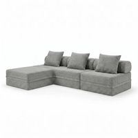 sofa modular 31puff convertible terciopelo a rayas gris