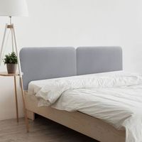 dhome cabecero tapizado en terciopelo liso redondeado para pared acusticos cabeceros absorbentes cabezal cama dormitorio gris claro 200cm dual