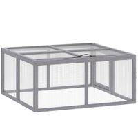 pawhut conejera exterior plegable casa para cobayas con techo abatible para 3 conejos gallinas o patos 110 x 105 x 50 cm   aosom espana