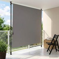 cortina enrollable - sombra para exterior - poliester y aluminio - gris claro 120x270cm