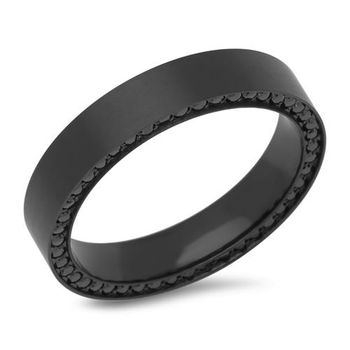 Anillo de acero inoxidable negro circonita 4,5 mm de ancho