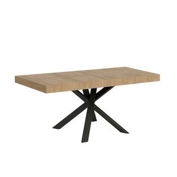 Mesa Extensible 90x90/194 Cm Clerk Premium Tapa De Roble Natural - Patas Antracita