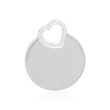 Colgante de plata 925 grabable redondo con corazón