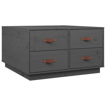 Mesa De Café - Mesa De Centro De Madera Maciza De Pino Gris 80x80x45 Cm