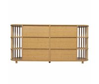comoda sideboard 160 cm - diseno romano con columnas y estantes de bambu - roble