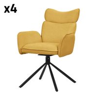 set de 4 sillas de comedor giratorias mostaza reposabrazos y respaldo
