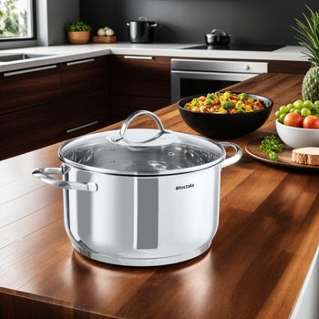 Batería de cocina, 7 piezas, 1 cazo, 3 ollas y tapas, cocina inducción
