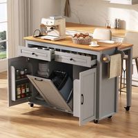 isla de cocina movil con ruedas encimera extensible gris 120  40-75  92 cm