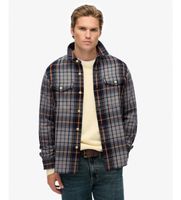 superdry para hombre m4011018a camisa a cuadros pesada azul m casual algodon manga larga