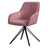 silla de comedor giratoria color rosa tapizado de tela tejida