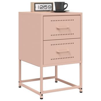 Mesitas De Noche (2 Unidades) - Mueble Para Dormitorio - Acero - Rosa (36x39x60.5cm)