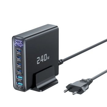 [GaN Tech] Cargador USB PD de 240 W con 6 puertos TCT240-33 de Toocki con Pantalla Digital Inteligente 2 USB-A + 4 USB-C