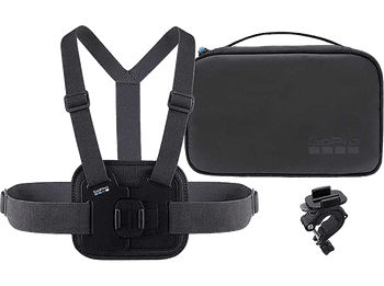 Kit accesorios cámara deportiva - GoPro AKTAC-001, Soporte para pecho y soporte manillar, Negro
