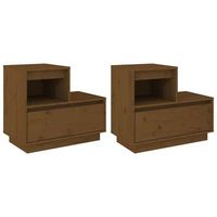 mesitas de noche 2 uds madera de pino marron miel 60x34x51 cm vidaxl