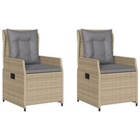 2 uds sillones reclinables de jardin  silla de exterior ratan sintetico beige