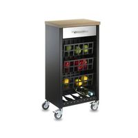 carrito de cocina kara negro con cajon 3 cestas y encimera efecto maderaolmo
