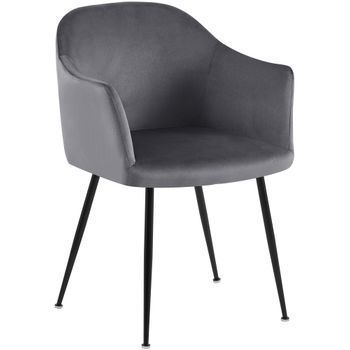 Silla De Comedor De Terciopelo Jaysie Gris Oscuro 58x57x80 Cm Clp