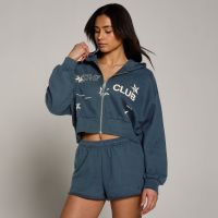 sudadera con capucha y cremallera move club graphic ligera de felpa francesa para mujer de mp - azul deslavado - s