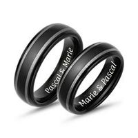 alianzas de boda de tungsteno negro grabadas con laser