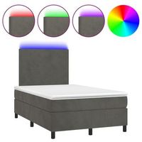 estructura de cama led con cabecero con somier y cubrecolchon 120x200 cm tela de terciopelo gris oscuro tdl0207733