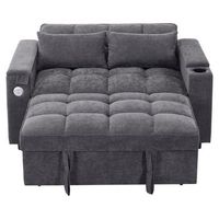 sofa cama 1405x74x82 cm - 3 en 1 con respaldo ajustable usb mesa oculta portavasos - gris