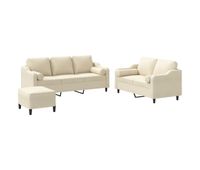 vidaxl juego de sofas con cojines 3 piezas tela crema