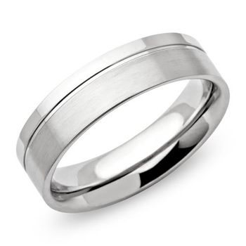 Anillo de acero inoxidable de moda mate 6mm ranura brillante