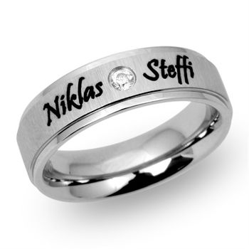 Anillo de acero inoxidable mate incl. grabado láser