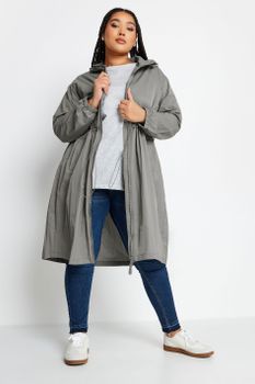 Yours Parka Ligera Impermeable Gris, Mujer Curvy Y Tallas Grandes, Yours