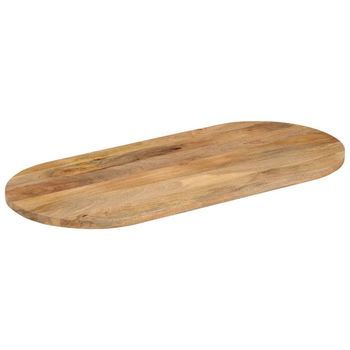 Tablero De Mesa | Tablero Escritorio Ovalado Madera Maciza De Mango 80x40x2,5 Cm