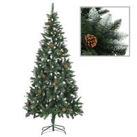 arbol de navidad artificial con pinas y brillo blanco 210 cm vidaxl