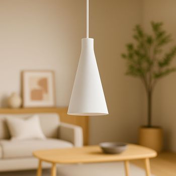 Lámpara De Techo Modelo Shu Blbb Blanco Cable De Seda Trenzado Blanco Embellecedor Florón De Techo Blanco Luz Led E27