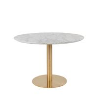 mesa de comedor redonda para 4 personas efecto marmol - blanco