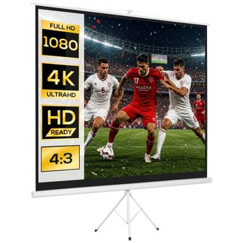 HOMCOM Pantalla de Proyector Manual 120 Pulgadas 4:3 Altura Ajustable 244x183 cm para Cine en Casa Presentaciones Blanco   Aosom España