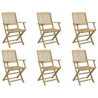 pack 6 uds sillas jardin  silla de exterior  sillon plegables madera maciza acacia 545x58x90cm