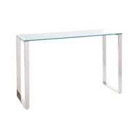 consola de vidrio templado transparente plateado 120 x 40 cm acero inoxidable tilon